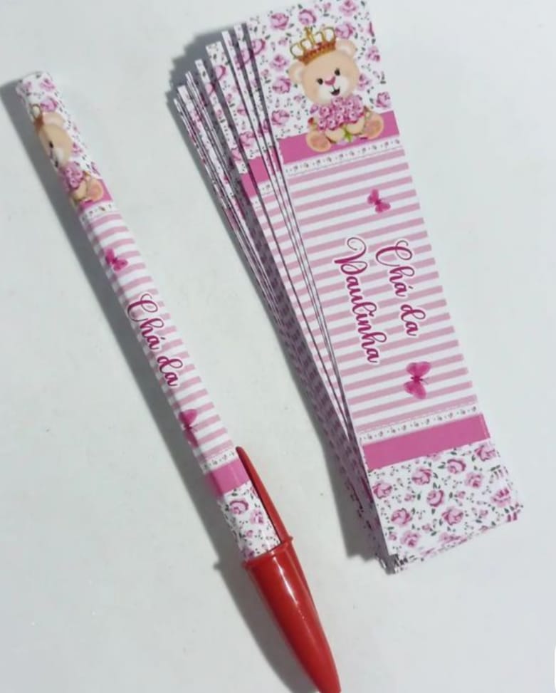 Caneta personalizada em tons de rosa